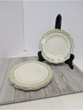 Johnson Bros Ruth #2 Salad Plates 7 1/4" Set of 4 Green Gold Bone China